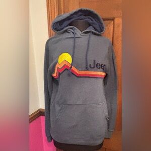 Jeep Men's Blue Hoodie with Colorful Design